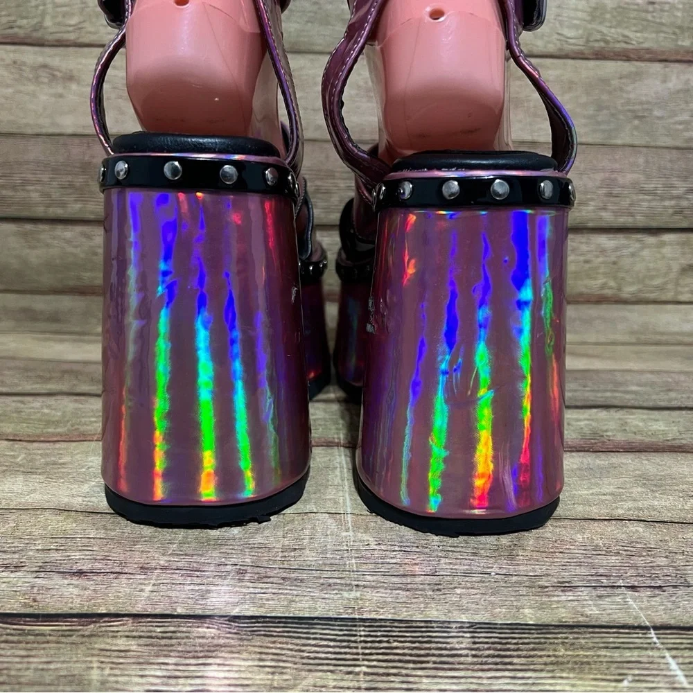 Demonia Pink Florescent Camel Platform Sandals